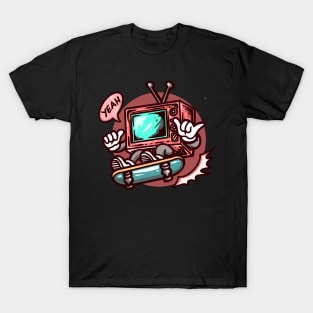 Cartoon Retro TV Skating T-Shirt